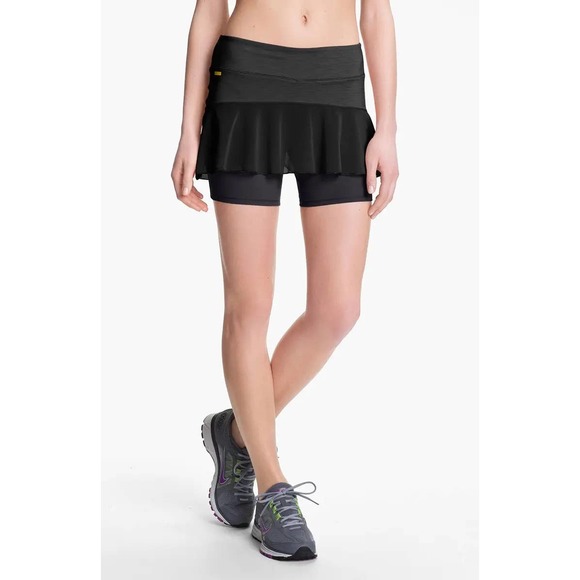 Lole Ace Skort Black‎ Grey Size Medium Tennis Running Golf Gym Skirt Shorts - Picture 1 of 12
